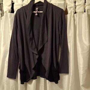 Balance Collection Charcoal Open Front Cardigan Med